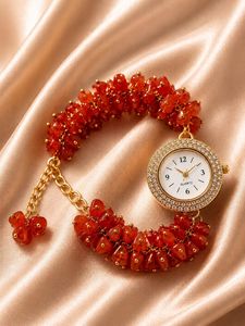 สร้อยข้อมือหินแจสเปอร์สีแดงธรรมชาติประดับด้วยลูกปัด ทำด้วยมือสำหรับผู้หญิง เครื่องประดับแฟชั่นอัญมณี ของขวัญ ปรับขนาดได้ เหมาะสำหรับงานแต่งงาน - Product Image 5