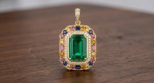 Collar con Colgante de Plata de Ley 925 con Corte Esmeralda Ortodoxo Estilo Italiano, Chapado en Oro de 18K, Regalo de Compromiso, Lujoso para Fiestas - Product Image 6