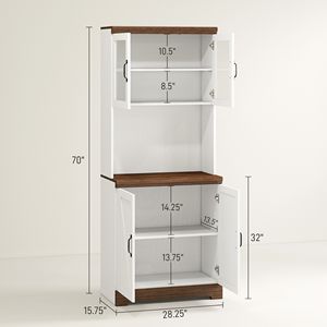 "Modern Farmhouse <b>Kitchen</b> <b>Pantry</b> Cabinet with Glass Doors & Adjustable Shelves" - Product Image 3