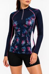 Haut de gamme tendance pour femme : Rashguard à manches longues noir, rose, blanc, imprimé numérique tropical, écologique, séchage rapide, anti-UV - Product Image 2