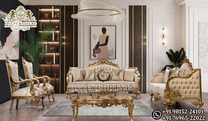 Maharani Palace Style <b>Sofa</b> <b>Set</b> for Luxury Villas Top Quality Blue Tufted Velvet 5 Seater <b>Sofa</b> Rococo Style Living Room Furniture - Product Image 5