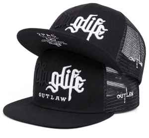 Casquette Trucker en Maille Thug Life Outlaw Noire Réglable Style Hip Hop Urbain Unisexe 100% Polyester pour Fêtes et Voyages - Product Image 1