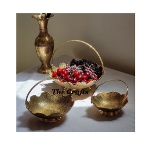 Juego de Tazones para Frutas de Metal Ecológico de Alta Calidad en Color Dorado con Asas, para Hogar y Hotel, Juego de Tres Tamaños Diferentes - Product Image 1