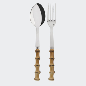 Ensemble de fourchettes et cuillères à manche en bambou, aspect vintage fait main, écologiques, pour salade, vaisselle pour la maison, l'hôtel, les mariages - Product Image 1