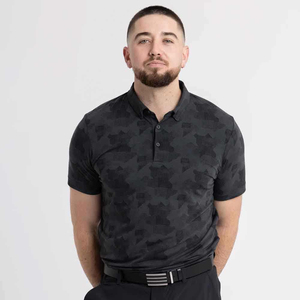 Polo de Manga Corta para Hombre, Camuflaje Negro, Tejido de Punto, Secado Rápido, Corte Regular, Tela de Poliéster - Product Image 1