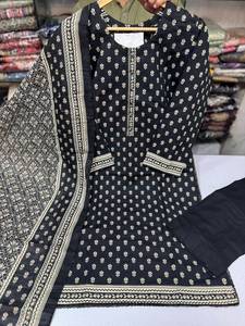 Ensemble Salwar Kameez en tissu Khaddar pour femmes, imprimé numérique, 3 pièces, robe indienne pakistanaise pour fête, mariage, Diwali - Product Image 5