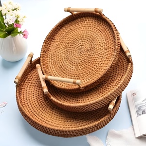 Snack coffee tea tray <b>rattan</b> serving trays for restaurant best sales <b>dining</b> room <b>table</b> organizer - Product Image 1