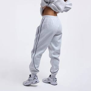 Premium Quality Fabric Wholesale Custom Women's Winter Sweatpants <b>Fleece</b> <b>Jogger</b> With Side Stripe Elastic Waist Streetwear Bottom - Product Image 2