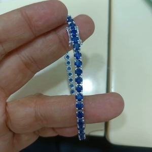 14/18K Pure Gold Natural Ruby and Sapphire <b>Bracelet</b> With Round and Oval Cut Tennis <b>Bracelet</b> for Gift Tennis Chain - Product Image 3