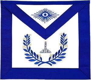 Insignes maçonniques Officier de Loge Bleue Sr. Collier en chaîne dorée Warden avec bijou et tablier, tablier joliment brodé à la machine - Product Image 2