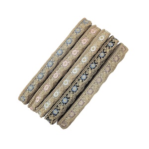 Rubans en dentelle de coton brodés de haute qualité, garniture pour col de robe, dentelle à sequins, prix de gros pour l'exportation en Inde - Product Image 1