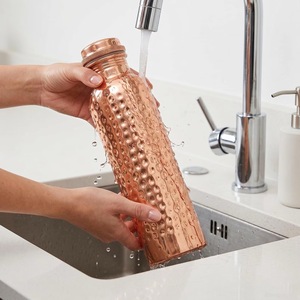 ILAHI's Hammered Copper Eco-Friendly 500ml Tumbler <b>Bottle</b> with Lid Classic Design for Home Office Travel Outdoor - Product Image 1