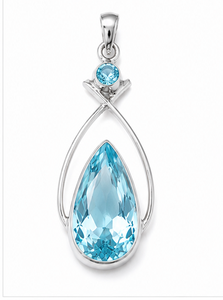 Colgante de Plata de Ley con Cuarzo Aguamarina en Forma de Lágrima, Colgante de Cuarzo Azul con Corte de Pera, Joyería Hecha a Mano - Product Image 3
