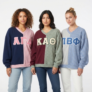 Sudadera Azul con Cuello en V para Mujer, con Letras KAO Bordadas con Flores, Manga Larga, Tejido de Punto de Algodón, para Otoño - Product Image 5