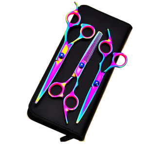 Kit de Tijeras de Peluquería de Alta Calidad en Color Plateado, 6 Piezas, Hermosos Kits de Peluquería con Estuche de Cuero con Cierre - Product Image 3