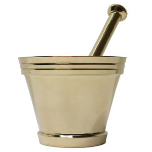 Classic dark bronze brass mortar pestle set with dual side handles and flared rim, available at wholesale prices. - Product Image 3