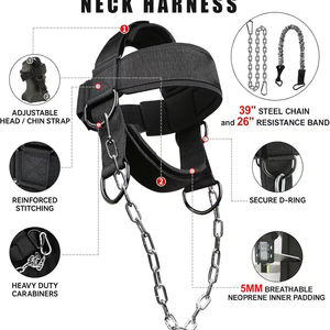 Harnais de soutien cervical réglable en néoprène, antidérapant, respirant, robuste, pour la musculation, avec chaîne - Product Image 6