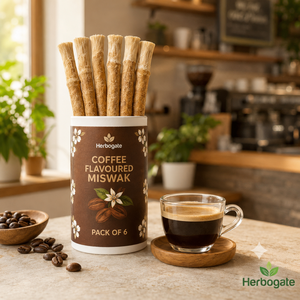 Paquete de 6 Miswaks con Sabor a Café, Solución Natural y Conveniente para el Cuidado Bucal, con Palitos Herbales para la Limpieza Dental, para el Hogar y la Oficina - Product Image 1