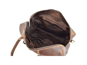 Genuine Leather Vintage Duffle <b>Bag</b> Large Capacity Travel Weekender <b>Overnight</b> Zipper Portable Shoulder Strap Durable Brown Gym - Product Image 1