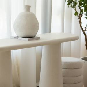 Mesa Consola de Concreto Blanco Vandana Sierra Elara, Mueble de Diseño Moderno y Minimalista - Product Image 2
