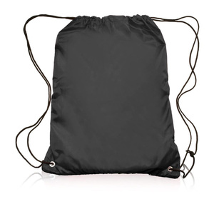 Unisex <b>Drawstring</b> Gym <b>Backpack</b> Black Solid Color Polyester Casual Style Lightweight Below 20L Capacity - Product Image 1