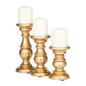 Ensemble de porte-bougies en bois, design conique, pour la décoration de la maison, porte-bougies en bois faits à la main, style vintage - Product Image 3