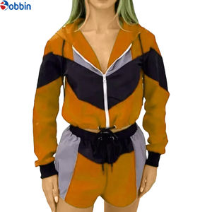 Conjunto Corto Cortavientos de Tallas Grandes para Primavera/Verano, Ligero, de Nailon Estampado, Personalizado, Ropa Urbana para Mujer, Transpirable para Gimnasio - Product Image 1