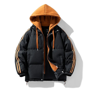 Chaqueta de poliéster acolchada reversible personalizada al por mayor, talla grande, ligera, cálida, negra, cortavientos, ecológica, estilo urbano, para invierno - Product Image 1