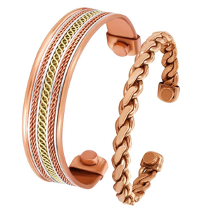 Royal Carved <b>Infinity</b> Symbol Geometric Tribal Pattern Multi-Style Copper Bangle Collection - Product Image 2