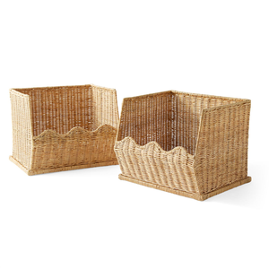 Cestas de Almacenamiento Apilables de Mimbre con Borde Festoneado, Organizador para Habitación Infantil, Cesta de Almacenamiento de Juguetes Ecológica, Proveedor Mayorista, Fábrica - Product Image 2