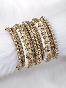 Gold Plated Faux Handmade Kundan Studded Blue Silk Thread Ethnic Bangles Jewellery for Women Fashion Bangles For Girls Festive - Product Image 5