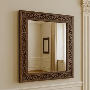 Miroir mural en bois de qualité supérieure, robuste, pour la décoration de bureaux et de salles d'étude, miroir suspendu en gros - Product Image 3
