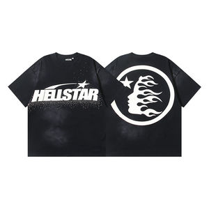 Camiseta Gráfica Hell Star para Hombre, Poliéster/Algodón, Ecológica, Lavado Ácido, Estilo Urbano Americano, Impresión Serigrafiada, Personalizada, OEM - Product Image 1