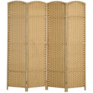 Portable 4-Panel 5.6FT Tall <b>Folding</b> Room Divider <b>Screen</b> Nature Wood Privacy Freestanding Partition for Home Office - Product Image 1