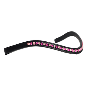 Diadema de cuero acolchada negra con cristales multicolor incrustados Mega Bling para caballo - Product Image 6