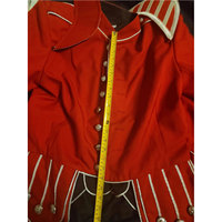Veste écossaise rouge doublette pour bagarreurs, tunique de tambourinier en laine pour fanfare, col montant, patchwork, faite sur mesure