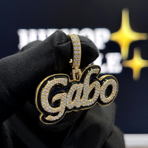 Pendentif personnalisé Gabo en argent sterling 925 avec diamant Moissanite VVS, collier personnalisé en écriture cursive, bijoux Hip Hop - Product Image 2
