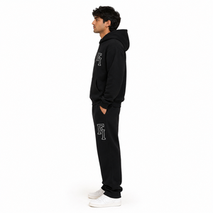 Sudaderas con capucha unisex personalizadas con logo impreso, estilo oversize y corte holgado, con cremallera, pedrería, 100% algodón, 500 g/m² de alto gramaje, chándal OEM - Product Image 2
