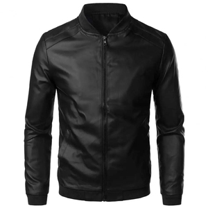 Silk Shell Men's <b>Winter</b> <b>Leather</b> <b>Jacket</b> with Hooded Collar Zippered Closure Windproof & Waterproof Casual Flight Bomber Style - Product Image 2