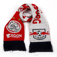 Großhandel OEM Hochwertiger Maßgeschneiderter Jacquard-Acryl Gestrickter Sport-Fußballverein Fan-Schal mit Quastenfransen