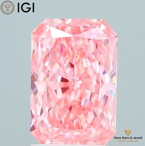IGI Certified 1.50 CARAT CVD Lab Grown Diamond Fancy Vivid <b>Pink</b> Color VS2 Clarity RADIANT Cut Perfect for Custom Bridal Piece - Product Image 1