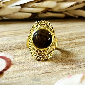 New Demand Tiger Eye <b>Rings</b> Tribal Brass Band Women 18k <b>Gold</b> Plated Ethnic Filigree Crown Statement <b>Ring</b> for Wholesale/OEM/ODM - Product Image 6