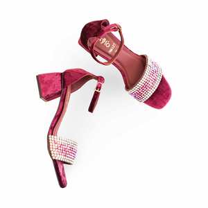 Sandalia de tacón elegante granate para mujer FN6127 - Product Image 1