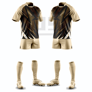 ชุดรักบี้ประสิทธิภาพสูง เสื้อเจอร์ซีย์พิมพ์ลายตามสั่ง กางเกงขาสั้น ระบายอากาศ แห้งเร็ว ชุดกีฬาทีม 100% โพลีเอสเตอร์ - Product Image 3