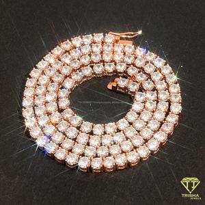 Luxury Round Cut Moissanite Diamond Tennis Chain 925 Sterling Silver Gold Tone <b>Fashion</b> <b>Necklace</b> - Product Image 3