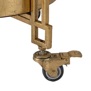 Chariot de service rond en métal avec trois plateaux, finition dorée, chariot roulant pour fêtes, bar à domicile, hôtel, restaurant, style glamour - Product Image 2
