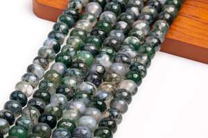 Cuentas sueltas de ágata musgosa botánica natural en forma de rondel para la fabricación de joyas, pulseras, collares y manualidades DIY. - Product Image 4