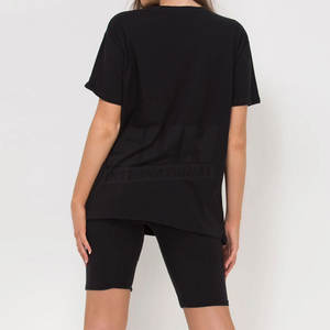 Conjunto de Camiseta y Pantalones Cortos Casuales para Mujer, Verano 2026, Nuevo, al por Mayor, Color Sólido, por Encima de la Rodilla, Transpirable - Product Image 2
