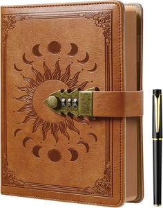 Journal à cadenas avec stylo, format A5, couverture rigide, agenda rechargeable avec cadenas à combinaison, couverture en cuir/PVC - Product Image 5