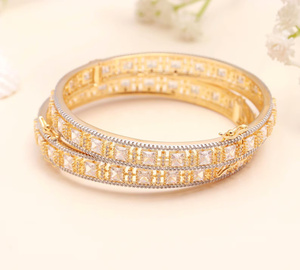 Gold Plated Ruby and CZ Stone <b>Bangle</b> Handmade Traditional Indian Brass <b>Bracelet</b> Wedding Jewelry for Women - Product Image 2